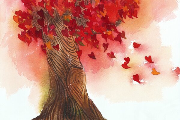 The tree of love autumn leaf fall