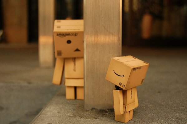 Deux Danbo jouent à cache-cache