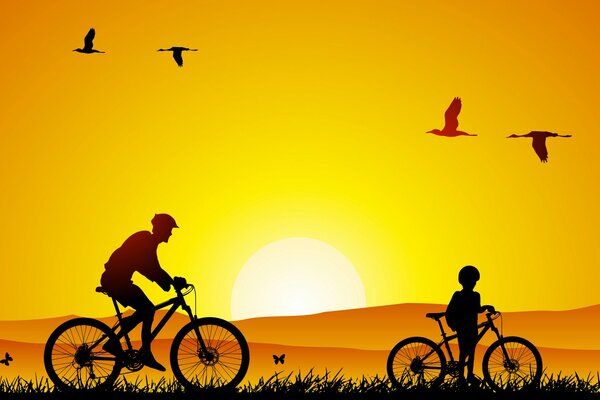 Bike ride into the sunset