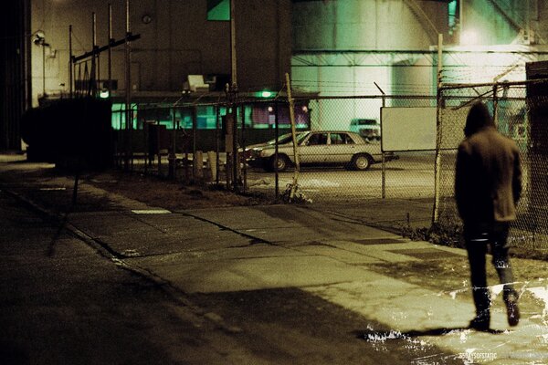 Night passer-by, white car