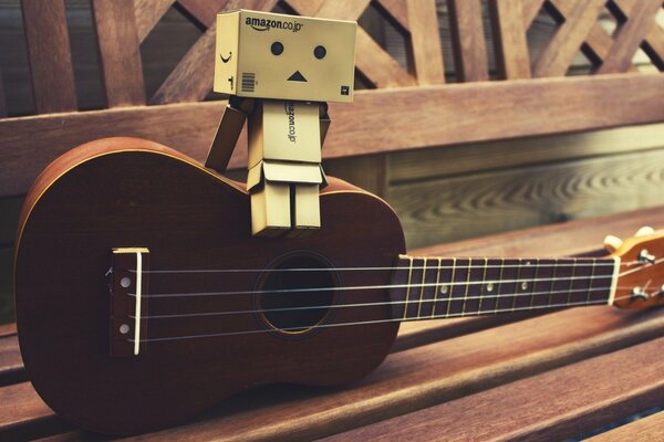 Sad mood. Guitar on the bench