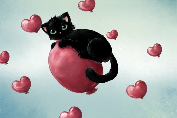 A cat on a balloon