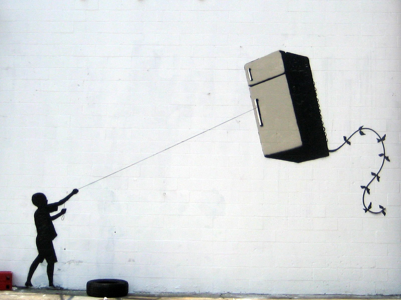 réfrigérateur kite graffiti banksy