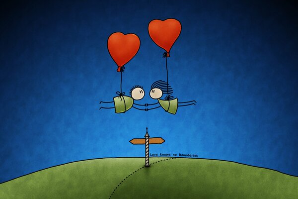 Cartoon image of love and balloons