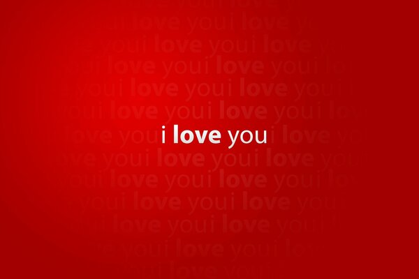 I love you. Weiße Schrift auf rotem Hintergrund
