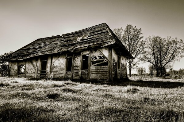 Gloomy ruins of an old house