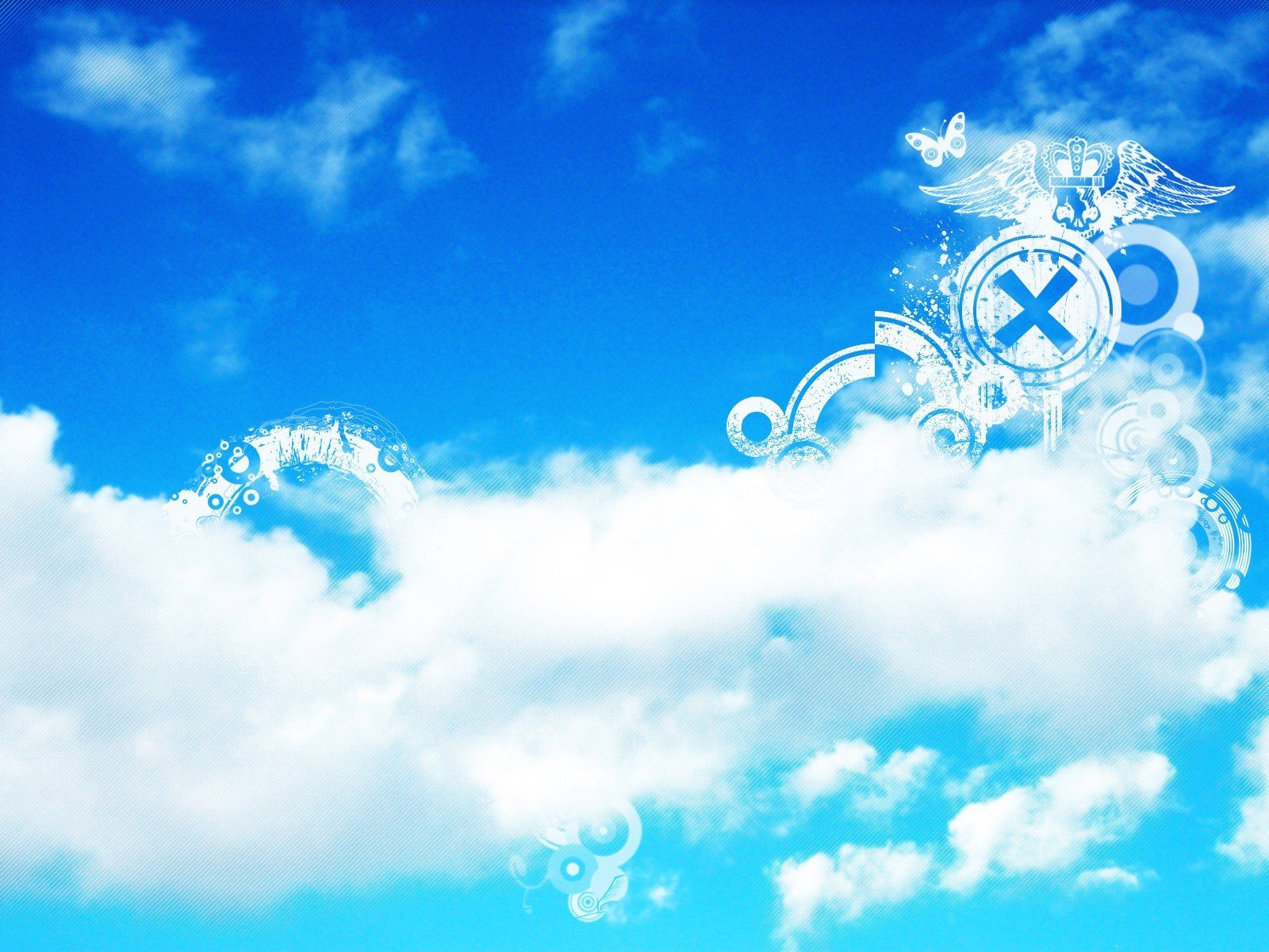 clouds sky blue white strips of the strip flat shapes patterns butterfly