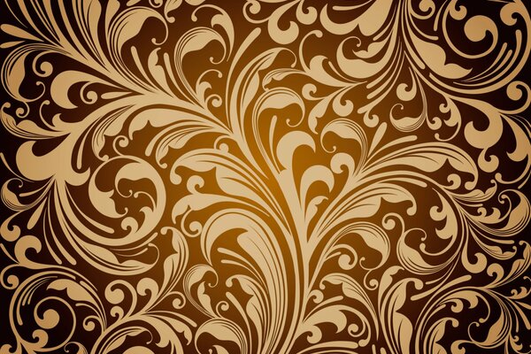 Floral gold ornament on a black background