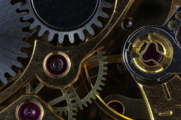 Metal clock gears in macro