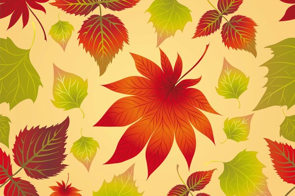 Maple leaves are depicted on an autumn background