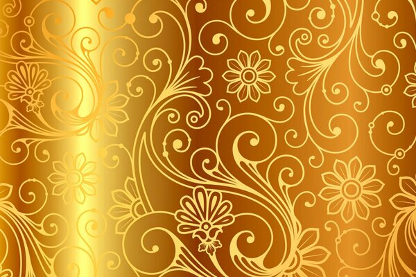 Vector golden background with flower patterns