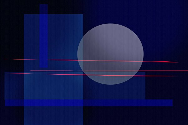 Rote Laserlinien auf einem Hintergrund von Texturen in Form von Kreisen und transparenten Rechtecken in dunkler Farbe