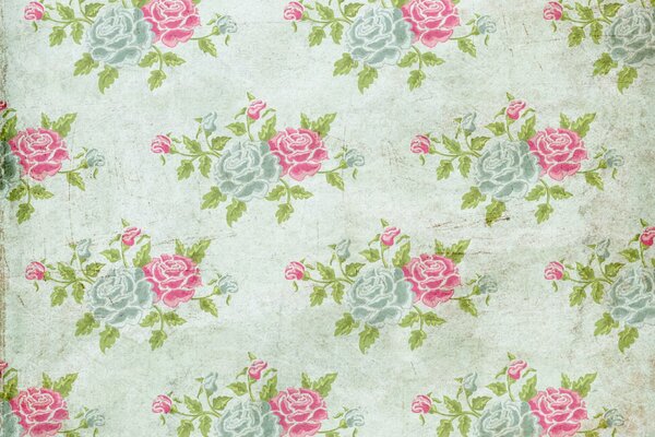 Floral pattern of roses on the wallpaper