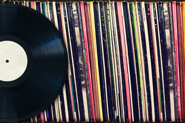 Disques Vinyles disposés magnifiquement