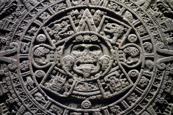 Round calendar of the Aztecs made of stone