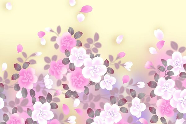 Delicate flowers on a pale yellow background