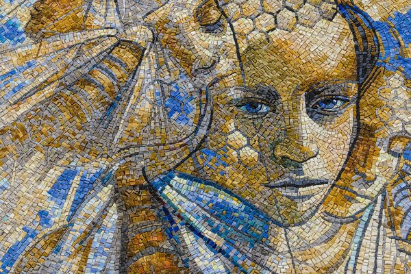 Mosaïque. Fille triste visage