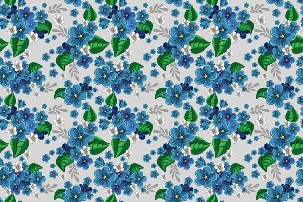 Motif de fleurs bleues sur le mur