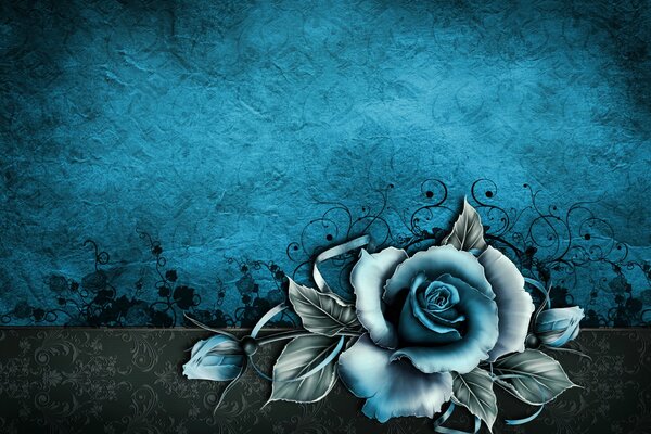 Синяя винтажная текстура роза