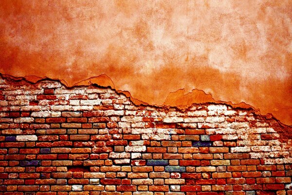 Mur de briques orange vif