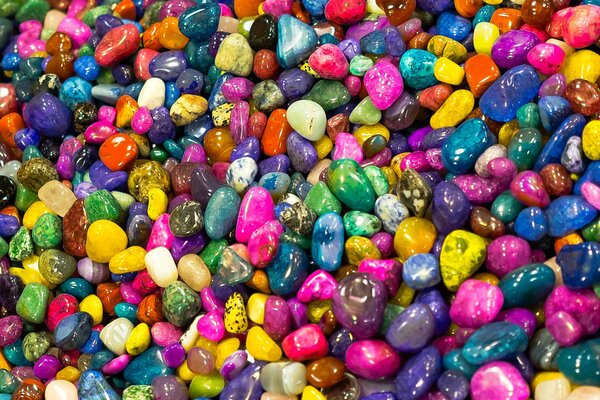 Multicolored shiny smooth pebbles