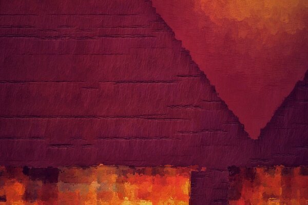 Red and burgundy background of a triangle and a fiery stripe