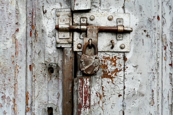 Metal old lock on the door