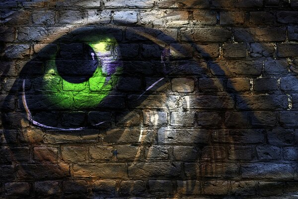 Drawing of an eye on the wall