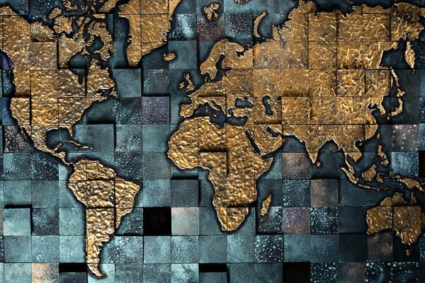 Wallpaper maps of countries, gold color