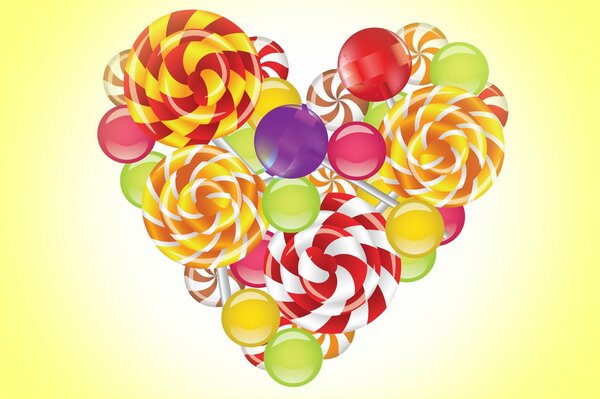 Corazón de piruletas de colores y Lollipop