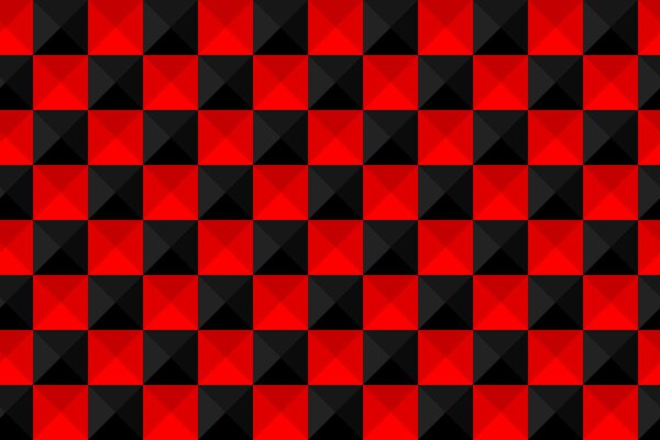 Czerwono-czarna szachownica. Objętościowy