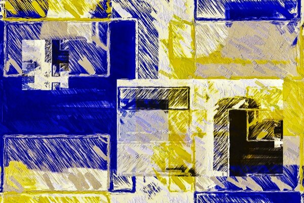 Imagen con cuadrados de color amarillo, azul