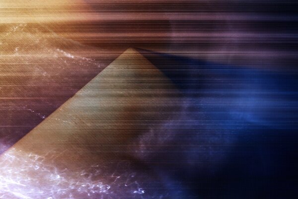 Abstraction with mountains and an Egyptian pyramid