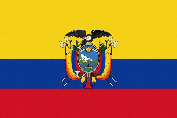 Flagge Ecuadors mit Wappen