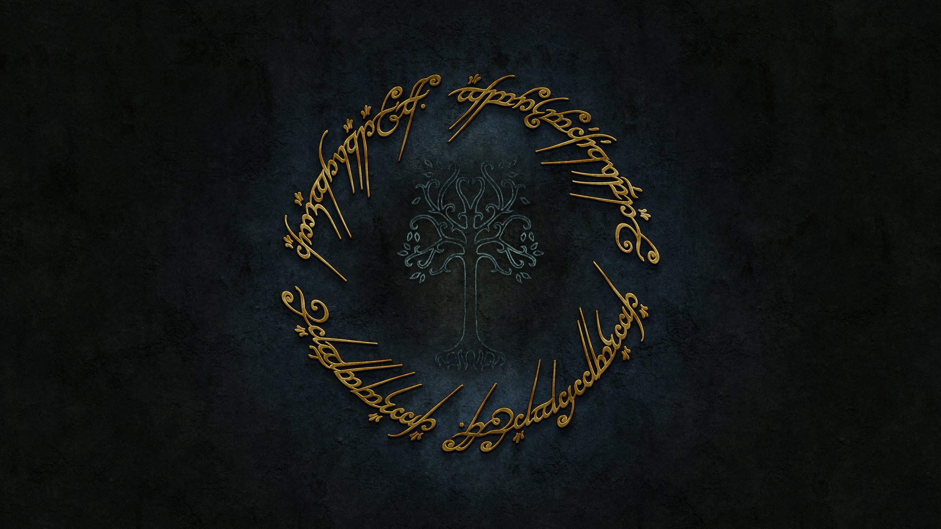 tolkien logotipo oro sindarin el señor de los anillos