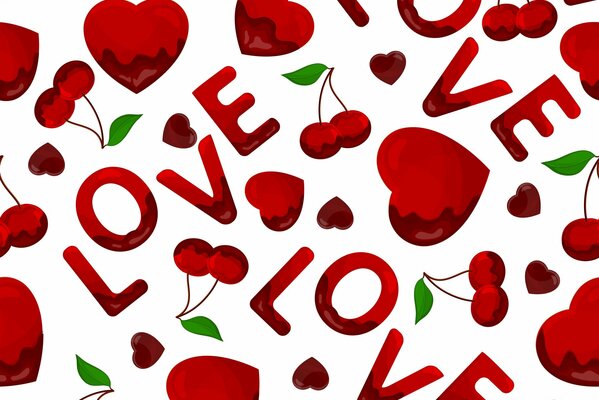 Cherry love, lots of hearts