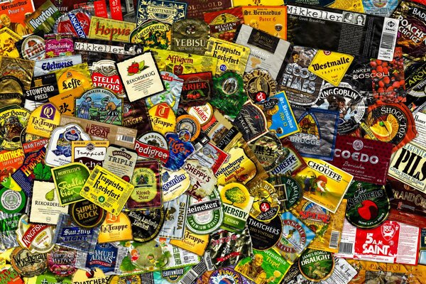 Beer labels. Background of beer labels