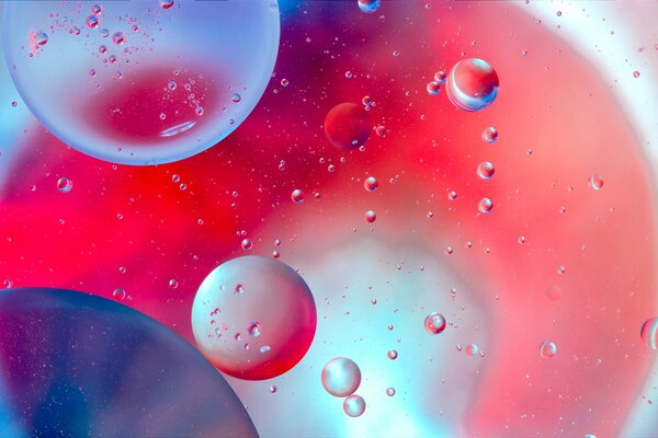 Colored bubbles in the air and water