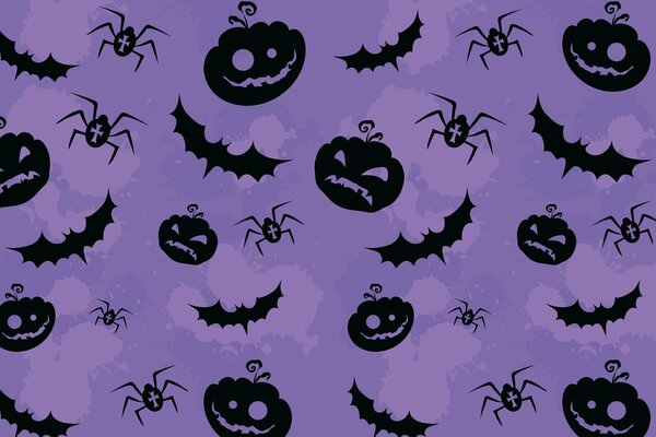 Chauves-souris, araignées et citrouilles d Halloween