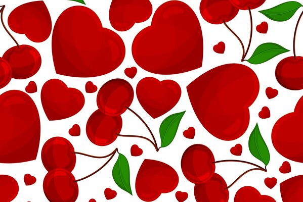 Cherries and hearts texture