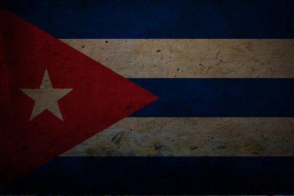 The flag of Cuba in muted shades