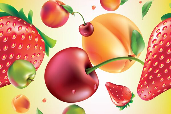 Текстура с фруктами и ягодами