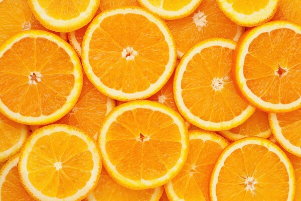 Bright juicy slices of oranges