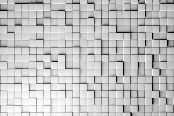 Weiße Wand aus dreidimensionalen Quadraten