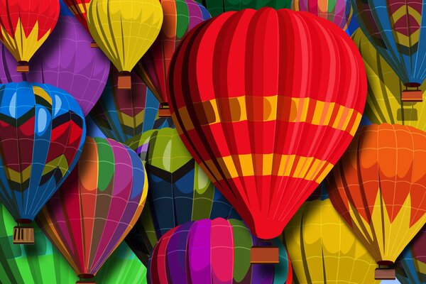 Astrazione, palloncini multicolori che volano