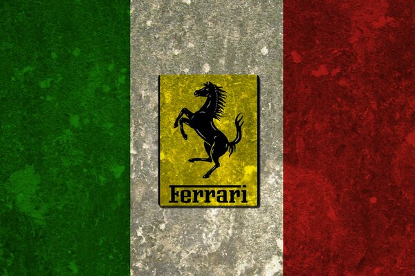 Italien-Flagge mit Ferrari-Emblem