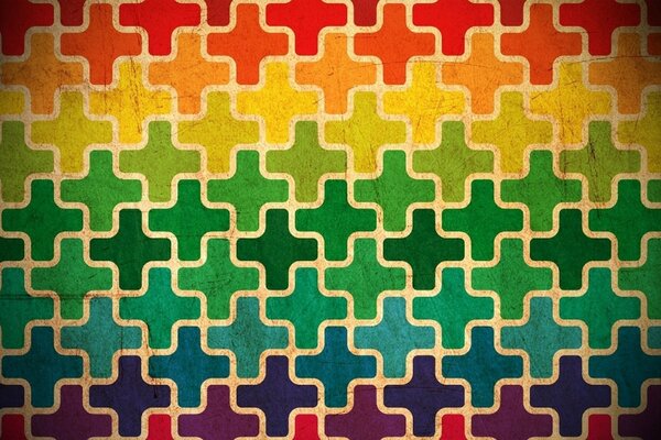 Bunte Puzzle in Form von Kreuzen