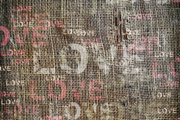 Fabric with the inscription love