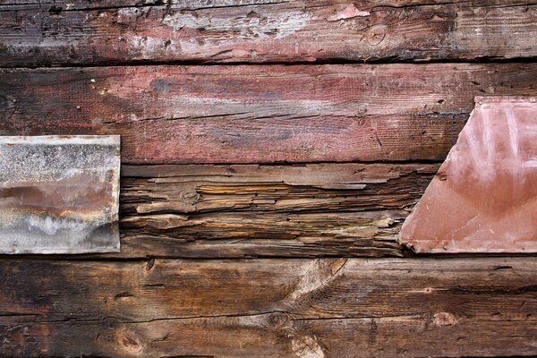 Metal sample on wood