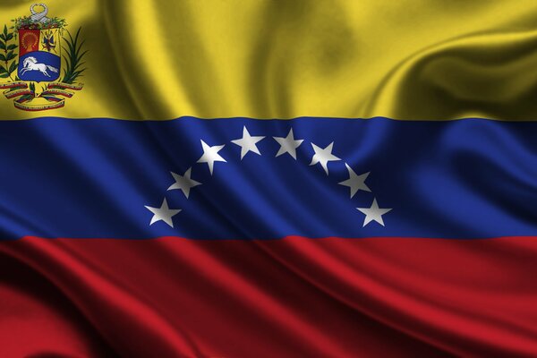 Drapeau coloré lumineux du Venezuela avec armoiries